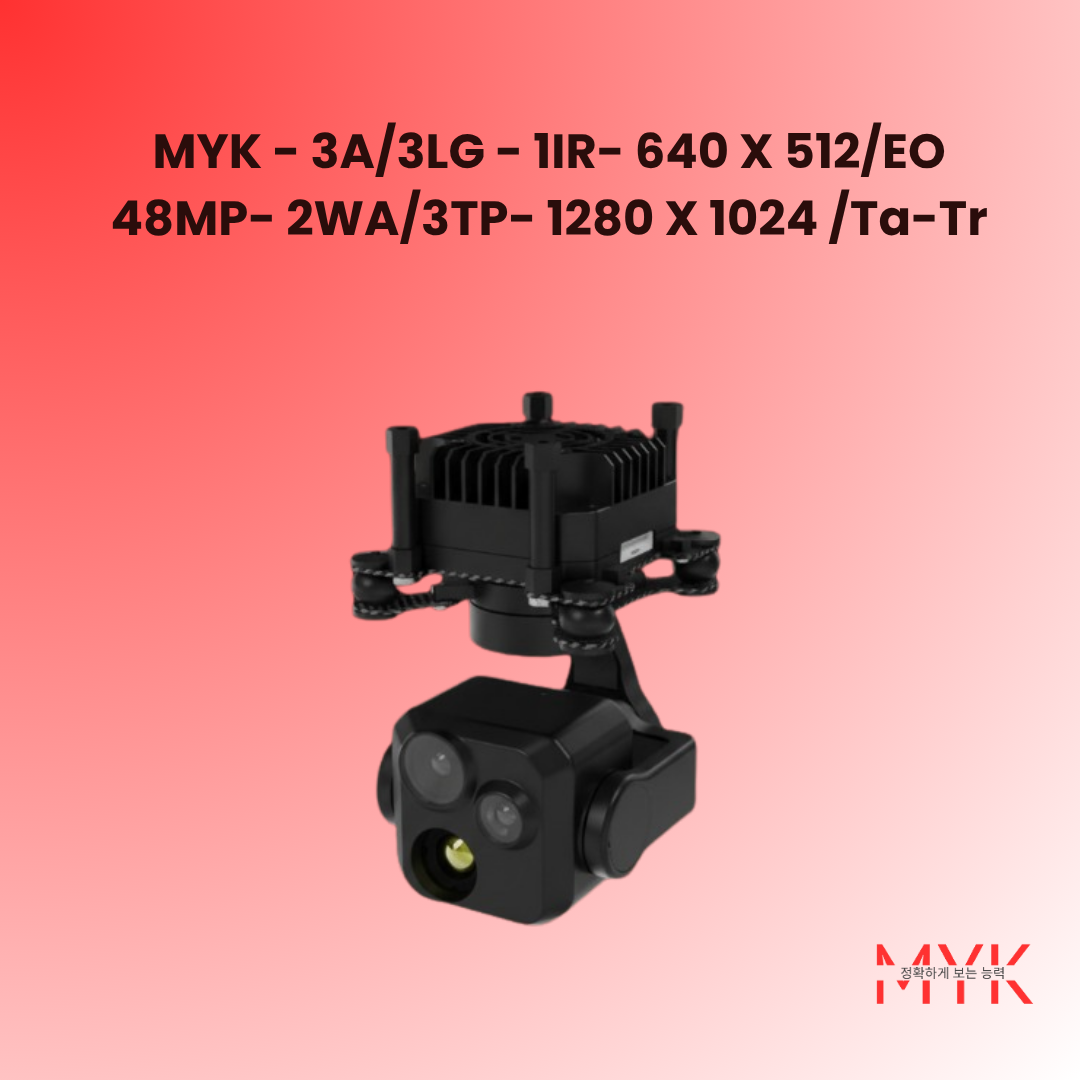 MYK 3A/3LG Three Light Gimbal Camera - IR 640x512 / EO 48MP / 2WA 3TP / 1280x1024 / Ta-Tr